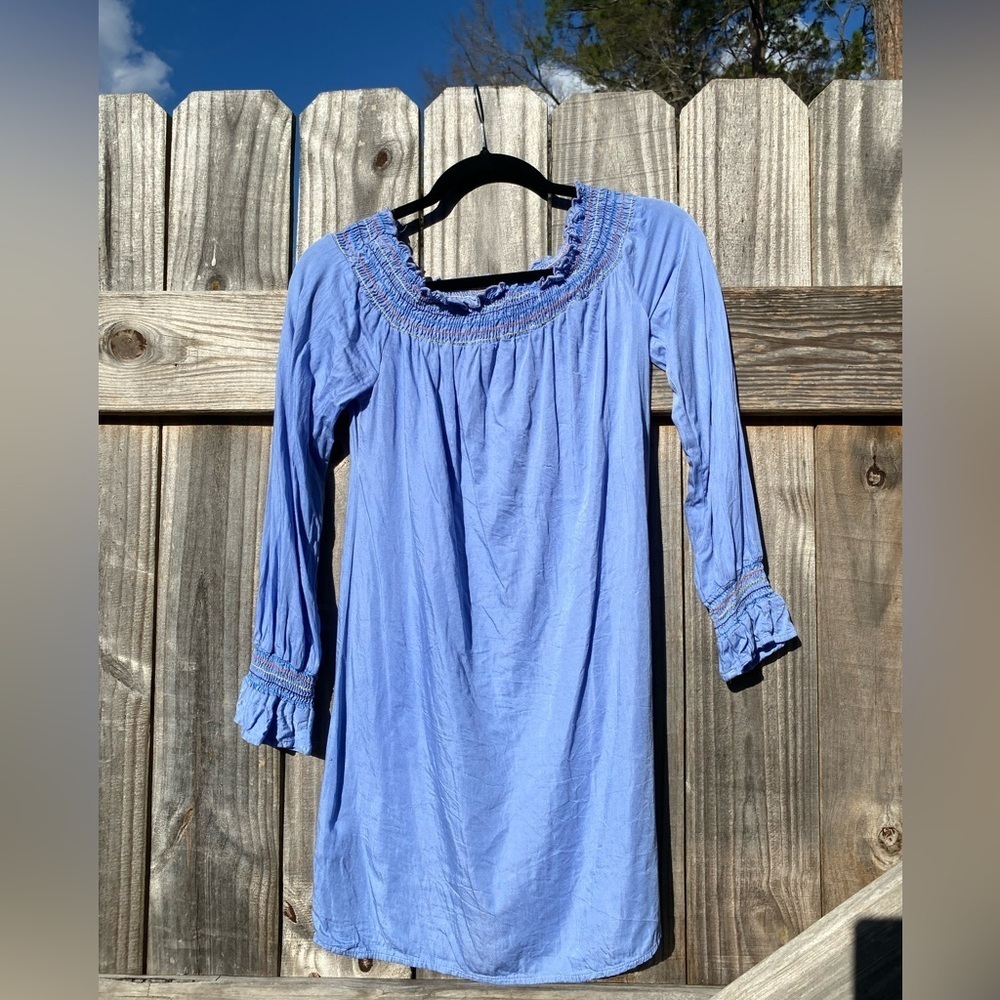 Velvet Torch with colorful Smocked neckline and sleeves Sz S - Picture 6 of 6